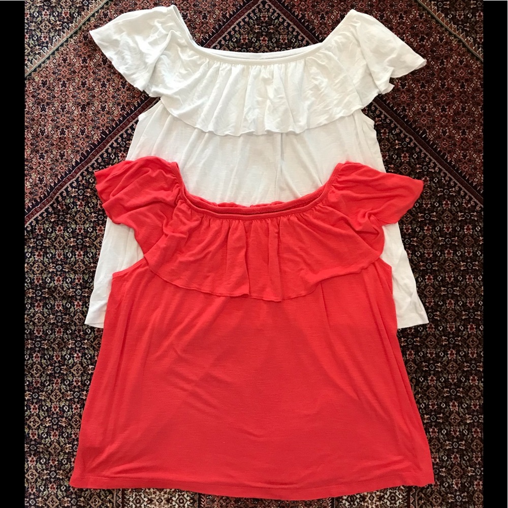 Loft ruffles off shoulder tops bundle. Never worn.